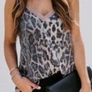 NWOT B1921 XL Sequin Animal Print Cami w/ Adjustable Staps